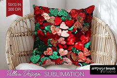 Glitter Christmas Pillow Sublimation - Faux Seqiun Pillow Product Image 1