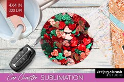Glitter Christmas Car Coaster PNG - Faux Seqiun Sublimatoin Product Image 1