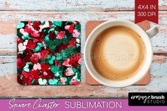 Glitter Christmas Square Coaster - Faux Seqiun Sublimation Product Image 1