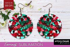 Glitter Christmas Round Earrings - Faux Seqiun Sublimation Product Image 1