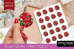 Glitter Christmas Round Sticker - Seqiun Printable Stickers Product Image 1