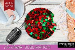 Glitter Christmas Car Coaster PNG - Faux Seqiun Sublimatoin Product Image 1
