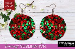 Glitter Christmas Round Earrings - Faux Seqiun Sublimation Product Image 1