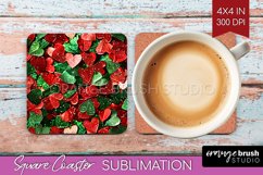 Glitter Christmas Square Coaster - Faux Seqiun Sublimation Product Image 1