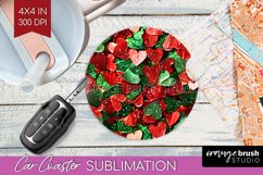 Glitter Christmas Car Coaster PNG - Faux Seqiun Sublimatoin Product Image 1