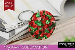 Glitter Christmas Keychain PNG - Faux Seqiun Sublimation Product Image 1