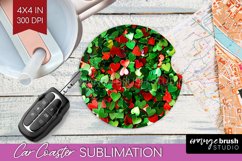 Glitter Christmas Car Coaster PNG - Faux Seqiun Sublimatoin Product Image 1
