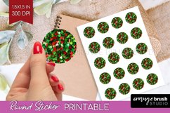 Glitter Christmas Round Sticker - Seqiun Printable Stickers Product Image 1