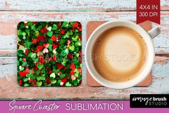 Glitter Christmas Square Coaster - Faux Seqiun Sublimation Product Image 1