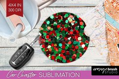 Glitter Christmas Car Coaster PNG - Faux Seqiun Sublimatoin Product Image 1