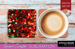 Glitter Christmas Square Coaster - Faux Seqiun Sublimation Product Image 1