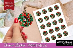 Glitter Christmas Round Sticker - Seqiun Printable Stickers Product Image 1
