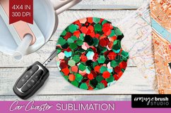 Glitter Christmas Car Coaster PNG - Faux Seqiun Sublimatoin Product Image 1