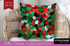 Glitter Christmas Pillow Sublimation - Faux Seqiun Pillow Product Image 1