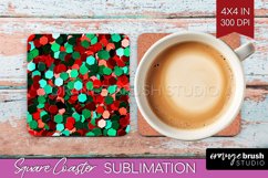 Glitter Christmas Square Coaster - Faux Seqiun Sublimation Product Image 1