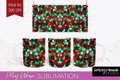 Glitter Christmas Mug Wrap - Faux Seqiun Mug Sublimation Product Image 1