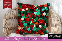 Glitter Christmas Pillow Sublimation - Faux Seqiun Pillow Product Image 1