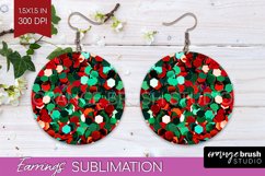 Glitter Christmas Round Earrings - Faux Seqiun Sublimation Product Image 1