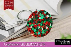 Glitter Christmas Keychain PNG - Faux Seqiun Sublimation Product Image 1