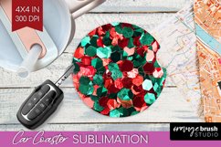 Glitter Christmas Car Coaster PNG - Faux Seqiun Sublimatoin Product Image 1