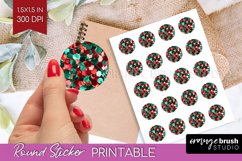 Glitter Christmas Round Sticker - Seqiun Printable Stickers Product Image 1