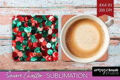 Glitter Christmas Square Coaster - Faux Seqiun Sublimation Product Image 1