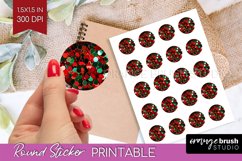 Glitter Christmas Round Sticker - Seqiun Printable Stickers Product Image 1