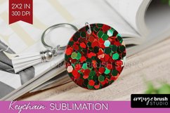 Glitter Christmas Keychain PNG - Faux Seqiun Sublimation Product Image 1