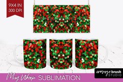 Glitter Christmas Mug Wrap - Faux Seqiun Mug Sublimation Product Image 1