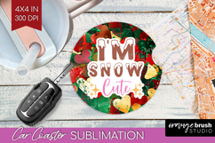 Funny Christmas Quote Car Coaster - Xmas Glitter Coaster PNG Product Image 1