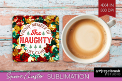 Funny Christmas Quote Square Coaster - Xmas Glitter Coaster Product Image 1