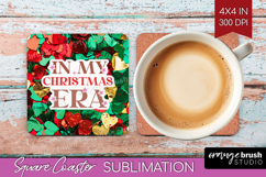 Funny Christmas Quote Square Coaster - Xmas Glitter Coaster Product Image 1