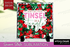Funny Christmas Quote Slate PNG - Xmas Glitter Square Slate Product Image 1