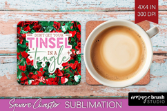 Funny Christmas Quote Square Coaster - Xmas Glitter Coaster Product Image 1