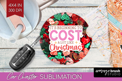 Funny Christmas Quote Car Coaster - Xmas Glitter Coaster PNG Product Image 1