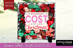 Funny Christmas Quote Slate PNG - Xmas Glitter Square Slate Product Image 1