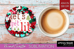 Funny Christmas Quote Round Coaster - Xmas Glitter Coaster Product Image 1