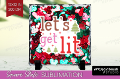 Funny Christmas Quote Slate PNG - Xmas Glitter Square Slate Product Image 1
