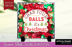 Funny Christmas Quote Slate PNG - Xmas Glitter Square Slate Product Image 1