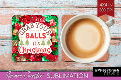 Funny Christmas Quote Square Coaster - Xmas Glitter Coaster Product Image 1