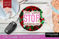Funny Christmas Quote Car Coaster - Xmas Glitter Coaster PNG Product Image 1