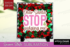 Funny Christmas Quote Slate PNG - Xmas Glitter Square Slate Product Image 1