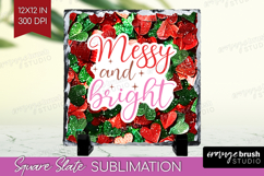 Funny Christmas Quote Slate PNG - Xmas Glitter Square Slate Product Image 1