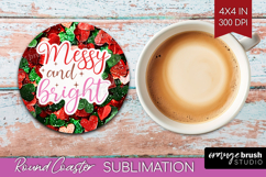 Funny Christmas Quote Round Coaster - Xmas Glitter Coaster Product Image 1