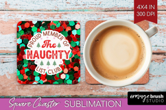 Funny Christmas Quote Square Coaster - Xmas Glitter Coaster Product Image 1