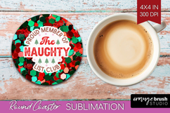 Funny Christmas Quote Round Coaster - Xmas Glitter Coaster Product Image 1