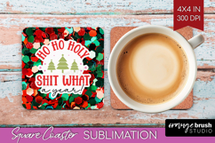 Funny Christmas Quote Square Coaster - Xmas Glitter Coaster Product Image 1