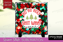 Funny Christmas Quote Slate PNG - Xmas Glitter Square Slate Product Image 1