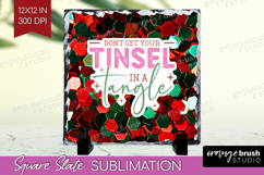 Funny Christmas Quote Slate PNG - Xmas Glitter Square Slate Product Image 1