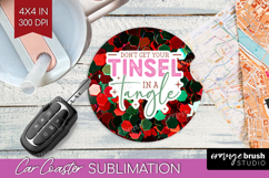 Funny Christmas Quote Car Coaster - Xmas Glitter Coaster PNG Product Image 1